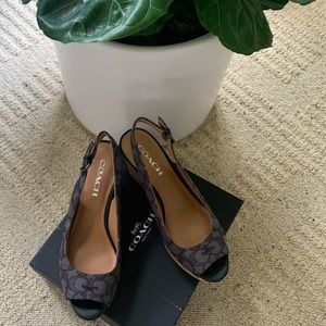Coach Ferry Signature platform wedge sandal black